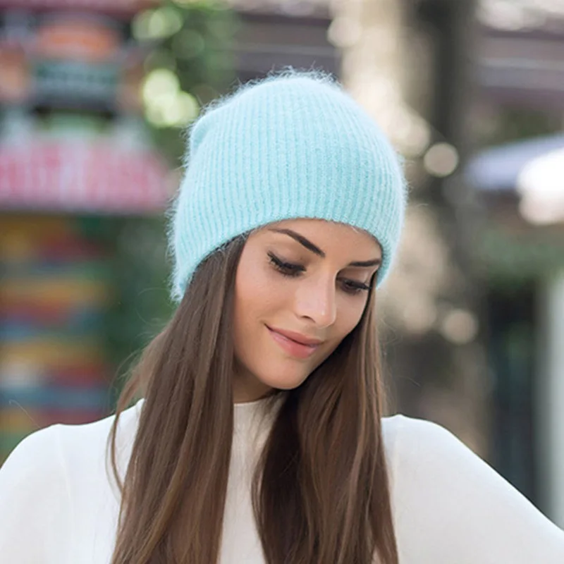 Шапка из ангорской шерсти зимняя женская сутулящаяся шапочка с черепами теплая мягкая Повседневная Уличная Лыжная шапка