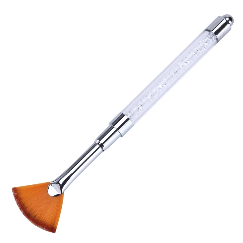 Monja дизайн ногтей веерообразные Стразы бусины флэш-удаления пыли Чистящая Щетка градиентное покрытие Ручка Маникюрный Инструмент серебро