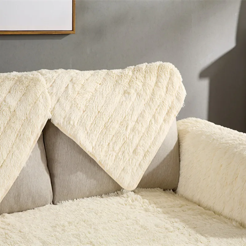 Winter Warm Thick Sofa Cushion Stretch Thickening Washable Sofa Plush Chair Cover Protector for Couch Slipcover Home Decor