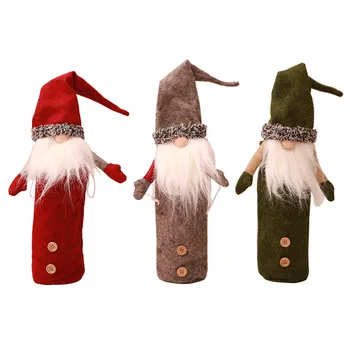 

Christmas Decorations Faceless Dolls Wine Bottles Champagne Embroidery Old Man's Toys Wine Bags Restaurant Holiday Dress Up 1pc