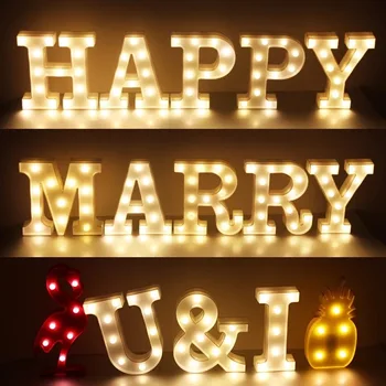 

Happy New Year 26 Alphabet LED Wall Lamp Desk Decor Letter Night Lights Battery Drive Love Garden Romantic Bedroom Holiday Kid