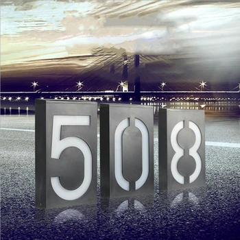 

Solar outdoor Doorplate Digital Light LED Door Number Address Digits Wall Mount Porch Lights garden House Number light