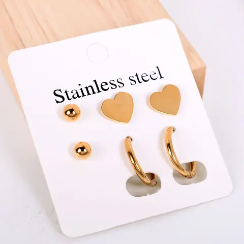 Jewelry Stainless Steel Star Heart Moon Cross Small Women Stud Earring Set Leaf Butterfly Earrings Mini Girls Earing