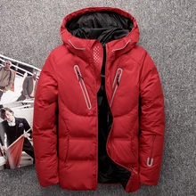 Мужская зимняя куртка-пуховик, водонепроницаемые толстые ветровки, белая куртка-пуховик на утином пуху, Мужская теплая зимняя парка, пальто, пуховики