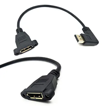 

DP to DP Cable, 12 inch / 30cm 90 Degree Displayport (DP) Male to DisplayPort (DP) Female with Screw Hole Panel Mount for o