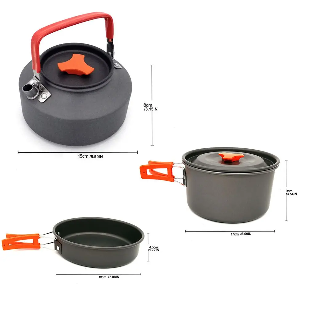 

Outdoor Camping Pot 2-3 People Camping Pot Set Portable Teapot Set Pot Combination Camping Wild Pot Set