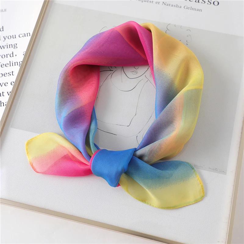 

Lady Silk Scarf Square Chiffon Foulard Female Shwal Wrpas Women Bandana Bag Scarves Design Print Neckerchief Summer New