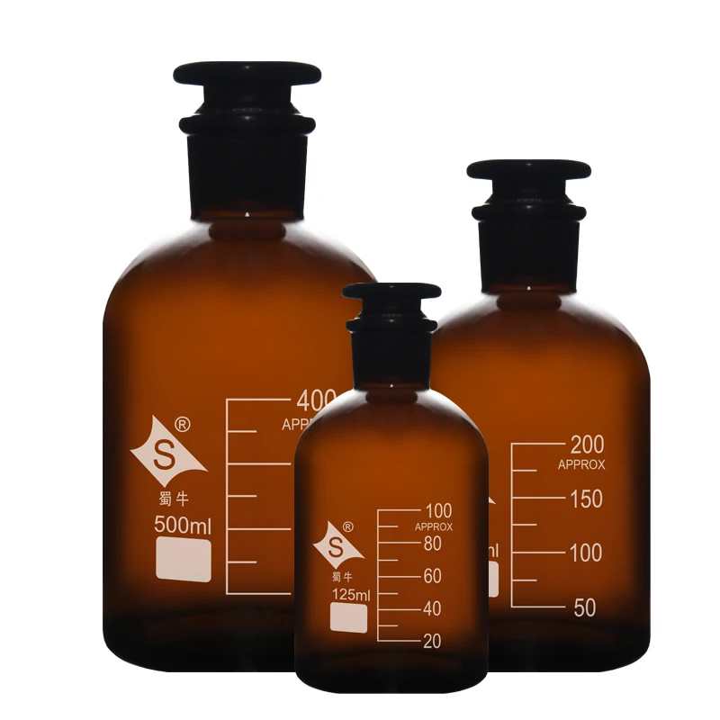 Scaled Glass Brown Large Mouth Frosted Mouth Sealed Reagent Bottle Brown Wide Sample Bottle 60 -1000ml