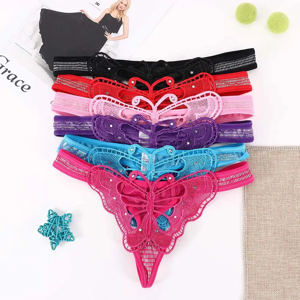 New Women Lace Thongs Sexy Hollow Out Butterfly Embroidery G-string Panties Lingerie T-back Lady Underwear