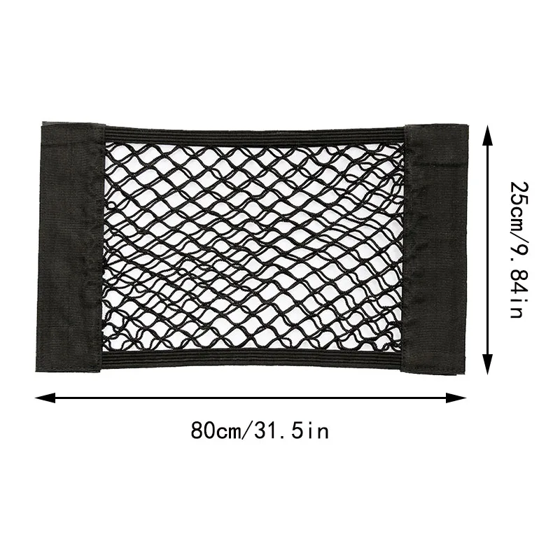 Enhanced Automotive Trunk Storage Mesh Organizer with Elastic Velcro Pockets