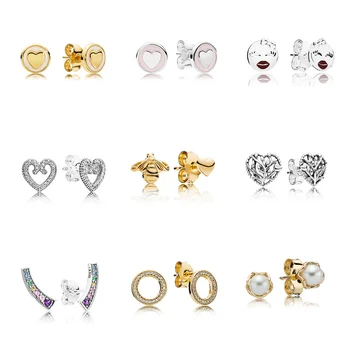 

Golden Circular Forever Playful Wink Sweet Statement Earring 925 Sterling Silver Hanging Earring Studs For Women Jewelry