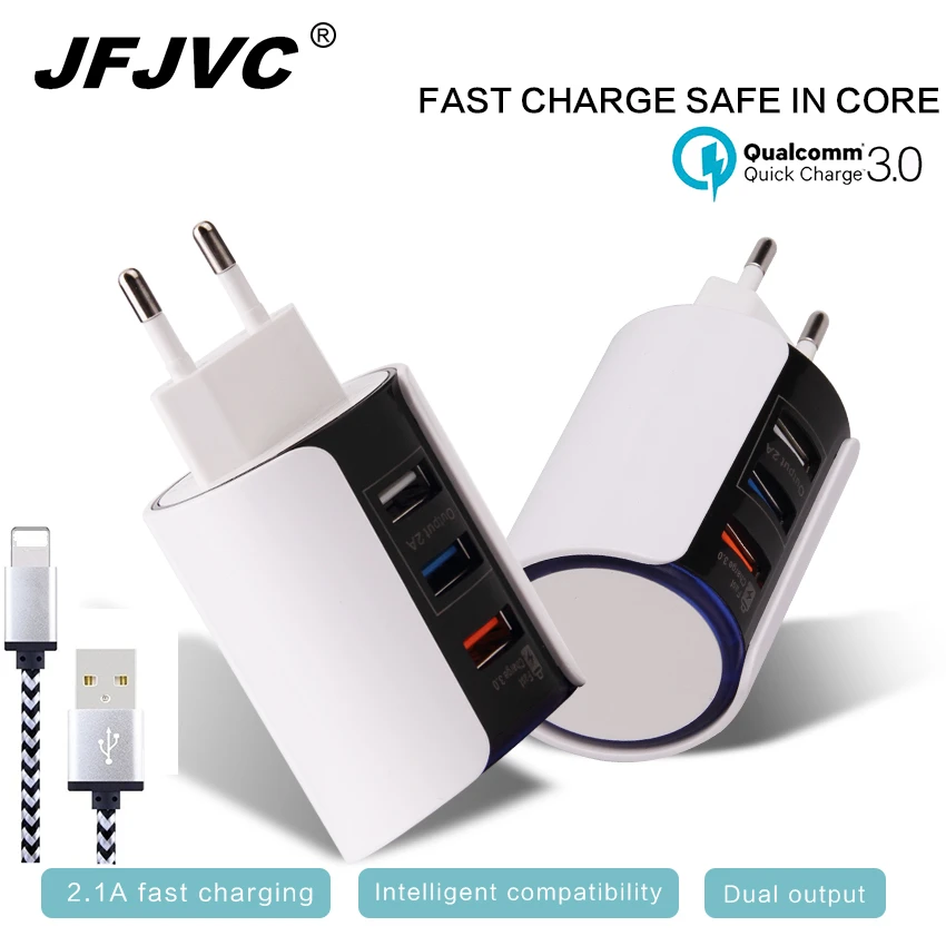 Универсальное зарядное устройство с 3 портами USB быстрая зарядка QC 0 мобильный