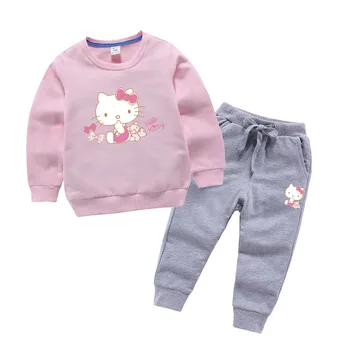 

Hello Kitty Girls Clothing Sets Long Sleeve Sweatshirt + Pants Autumn Children Baby Kids Clothes Outfits 2 3 4 5 6 7 8 9 Years