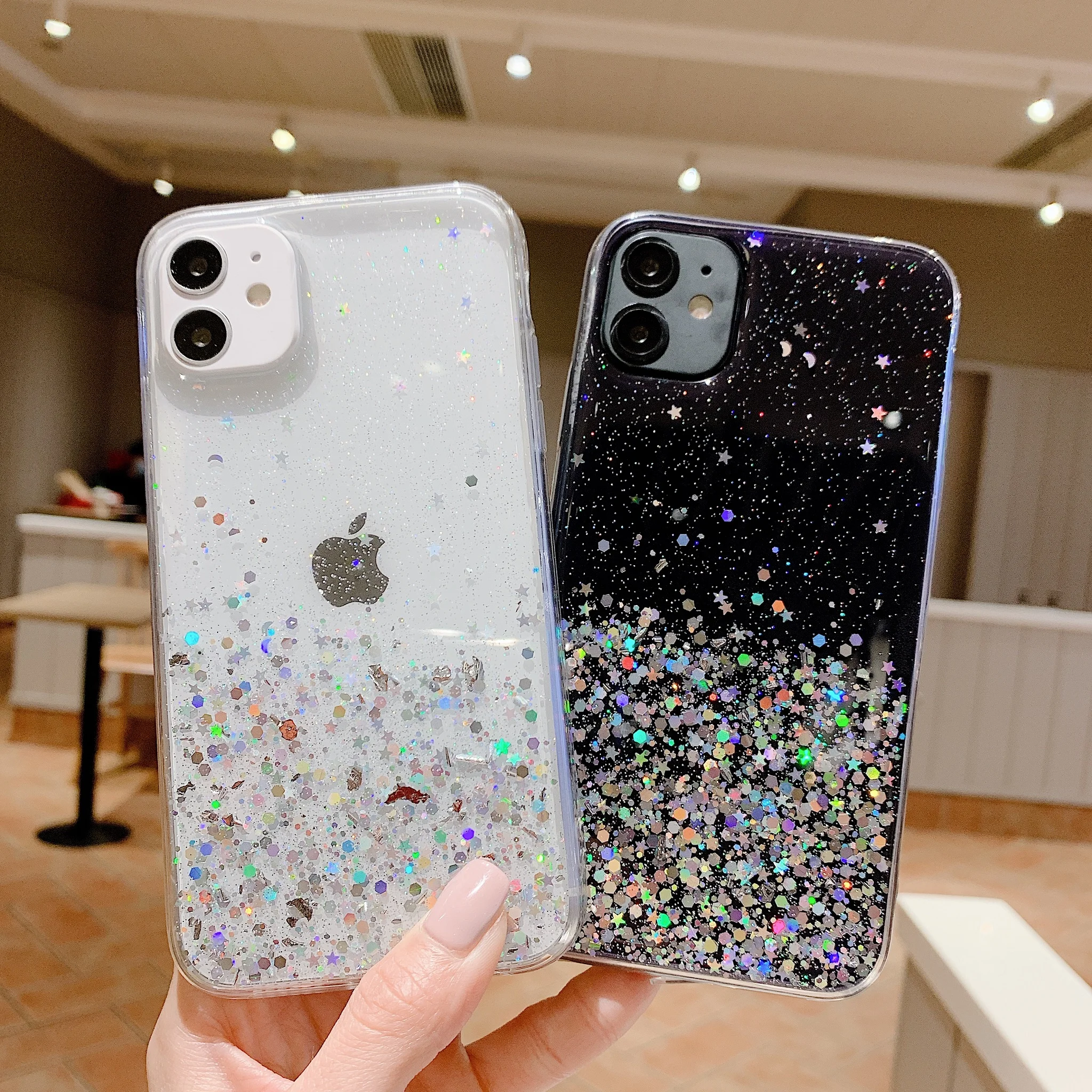 Роскошный блестящий чехол со звездами для iPhone 11 Pro Max X XS XR прозрачные чехлы из ТПУ