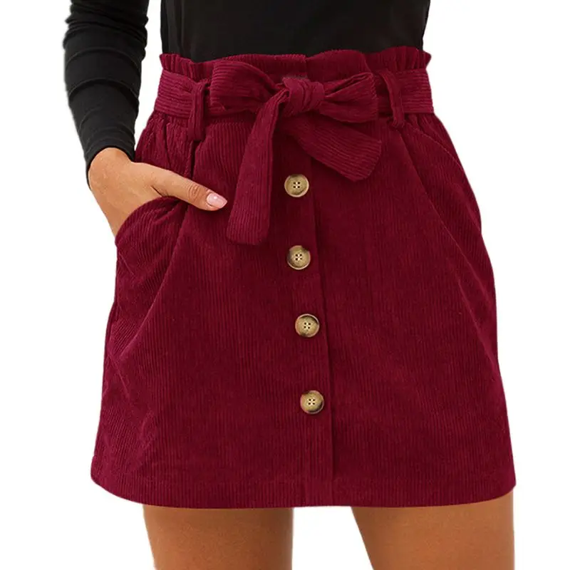 Women Skirts Spring Winter Harajuku Thickened Sashes Woolen Retro