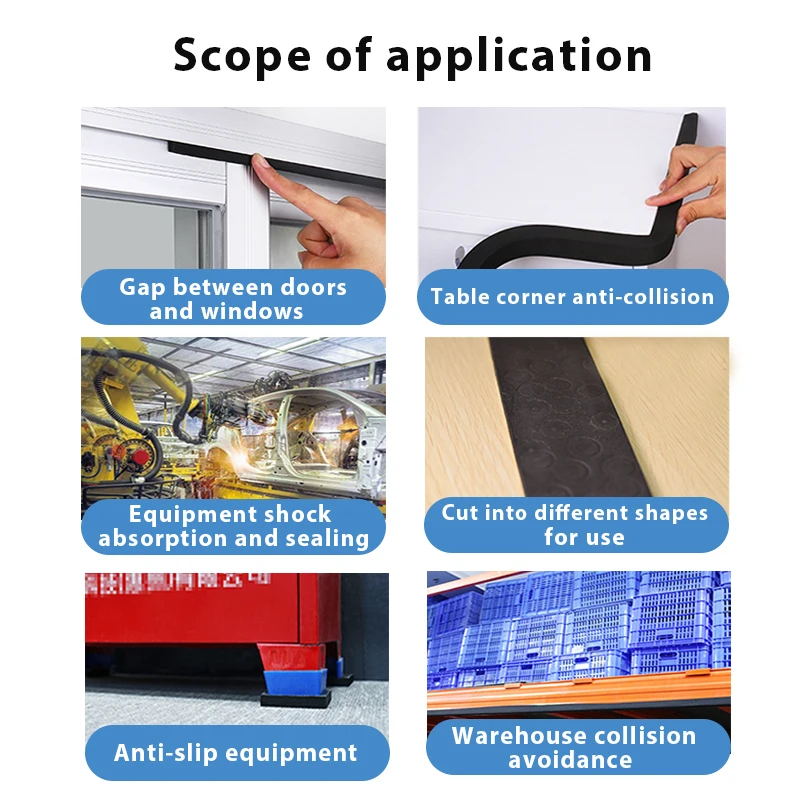 Strong Adhesion Eva Black Sponge Foam Rubber Tape Anti-collision Seal Strip