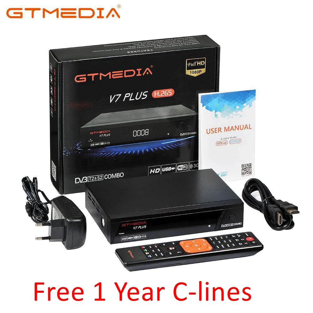 

Gtmedia V7 Plus Satellite Receiver DVB-S2 DVB-T2 Combo Receptor Support H.265 PowerVu Biss CCCams Newcamd Youtube VS Freesat V8