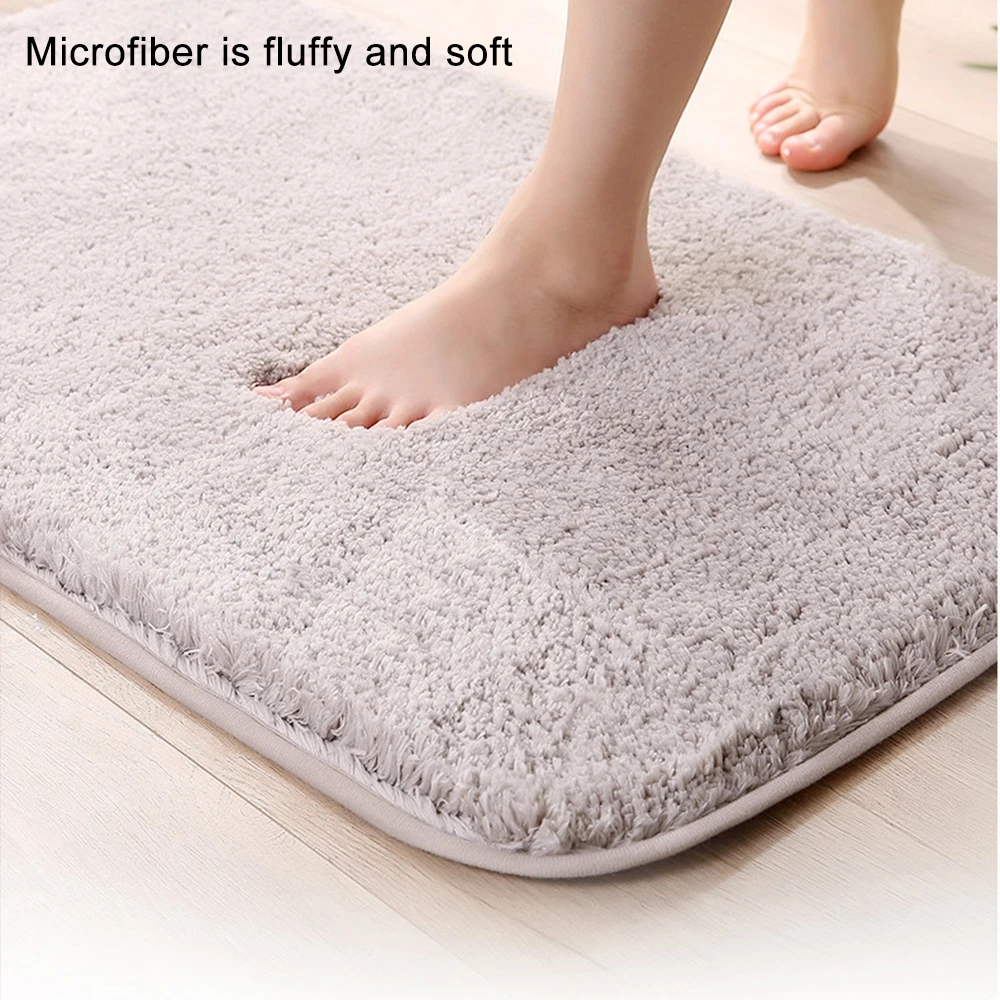 Tapis De Bain épais Et Moelleux Tapis de bain absorbant l'eau, en microfibre, doux et moelleux, pour porte  de toilettes, épais, antidérapant, pour salle de bain | AliExpress