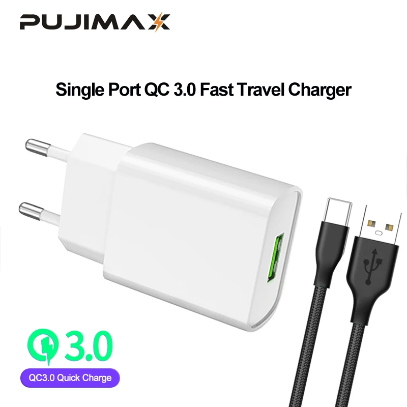 

PUJIMAX USB Charger 3.0 18 W Fast phone Charger with 1M USB cable for iPhone X xs 8 7 iPad Samsung Galaxy HTC Xiaomi Huawei