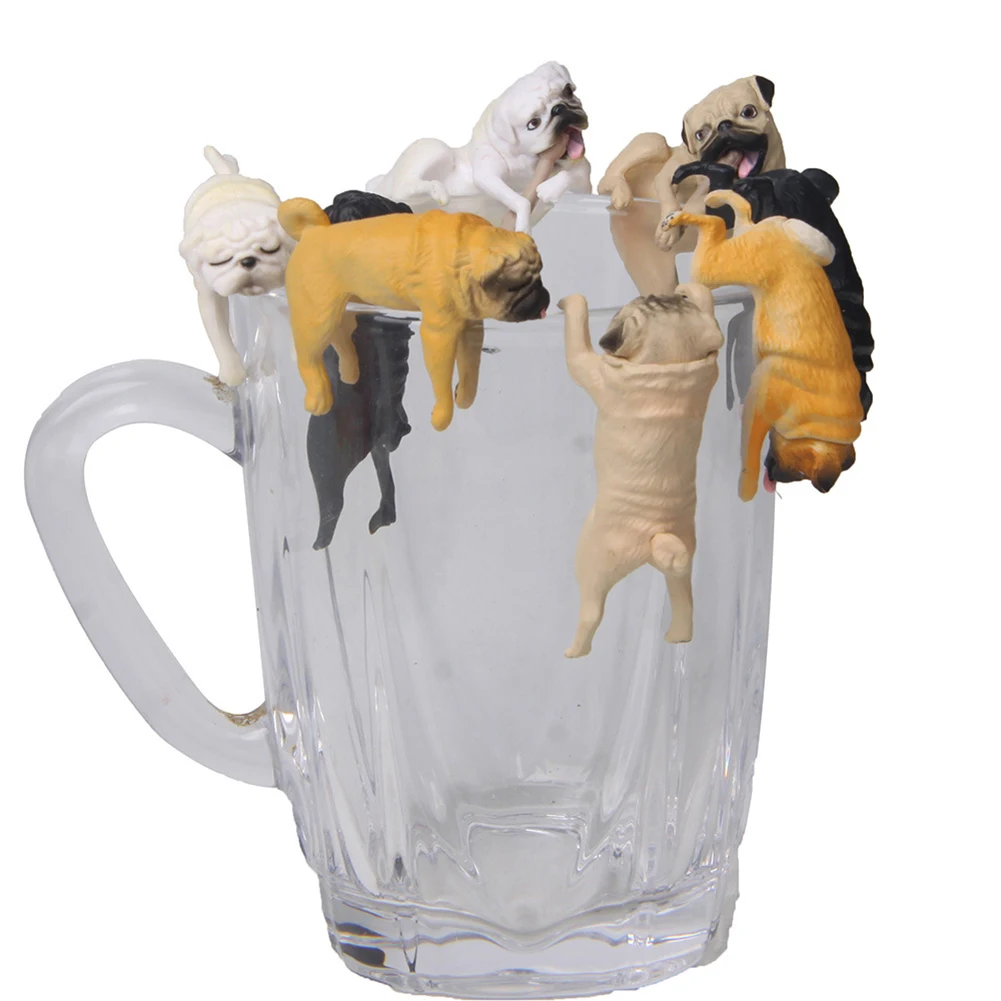 Реалистичная мини-фигурка мопса висящая на чашке обода DIY Сказочный садовый аксессуар