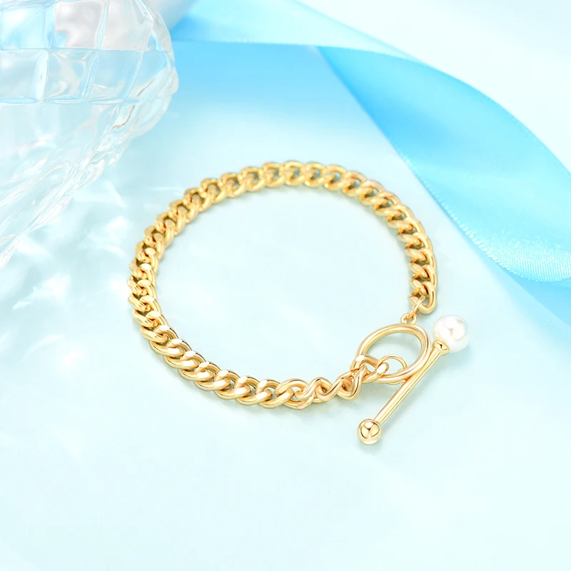 Модные очаровательные браслеты из натурального жемчуга для женщин, золотые, черные, медные, женские браслеты-цепочки Figaro с волшебными перламутровые застежки, ювелирные изделия