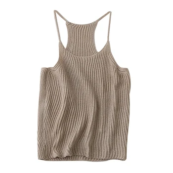 

2020 Summer New Sexy Knitwear Sling Thin Shoulder Strap Threaded Solid Color Camisole
