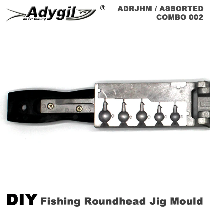 US $57.95 Adygil DIY Fishing Roundhead Jig Mould ADRJHMASSORTED COMBO 12oz 34oz 1oz 5 Cavities