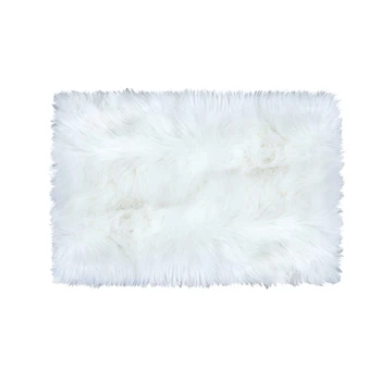 

Super Soft Faux Fur Sheepskin Area Rug Shaggy Silky Plush Carpet White Faux Fur Rug for Bedroom Bedside Rugs Floor, 2ft x 3ft Wh