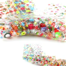 10 шт Рождественская переводная Фольга для ногтей лось Санта Цветок Наклейка-снеговик Переводные картинки небо бумага дизайн ногтей слайдеры украшения