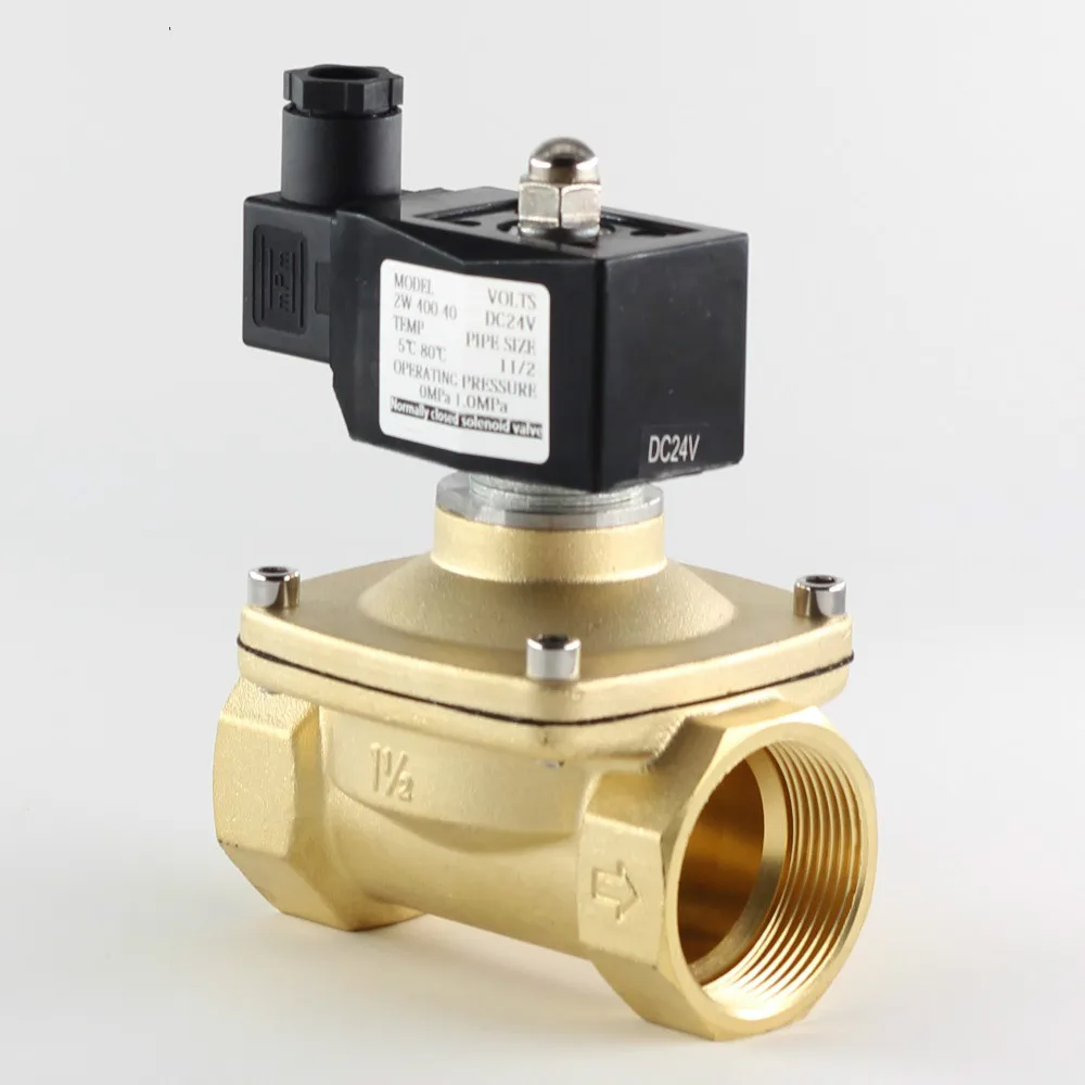 AC110V/220 V/380 V, DC12V/24 V, нормально закрытый Соленоидный клапан воды, латунные воздушные клапаны DN10 DN15 DN20 DN25 DN32 DN40 DN50