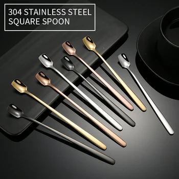 

Creative Long Handle Coffee Spoon Stirring Stainless Steel Ice Cream Dessert Tea Spoons For Kitchen Accessories Mixing Spoon