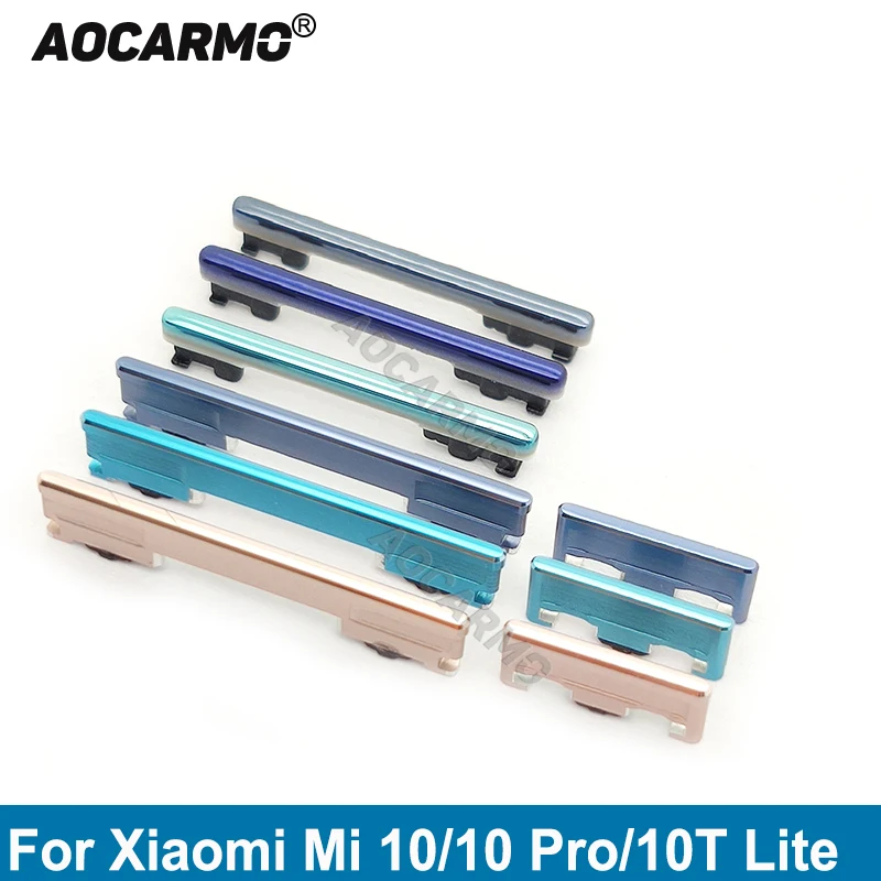 

Боковая кнопка Aocarmo для Xiaomi Mi 10 Pro / 10T Lite, кнопка включения/выключения громкости, вверх/вниз, запасные части