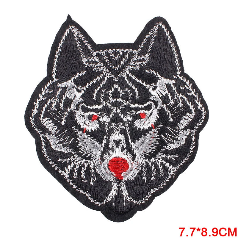 Wolf Head Iron on Patches for Clothing DIY Embroidery Stripe on Clothes Animal Sequin Applique Badge Applique Cloth Fabric Craft