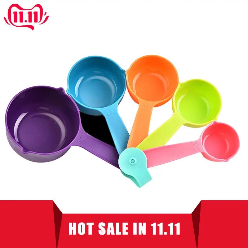 5 шт набор мерных ложек и красочные Пластик мерная ложка полезные сахарные