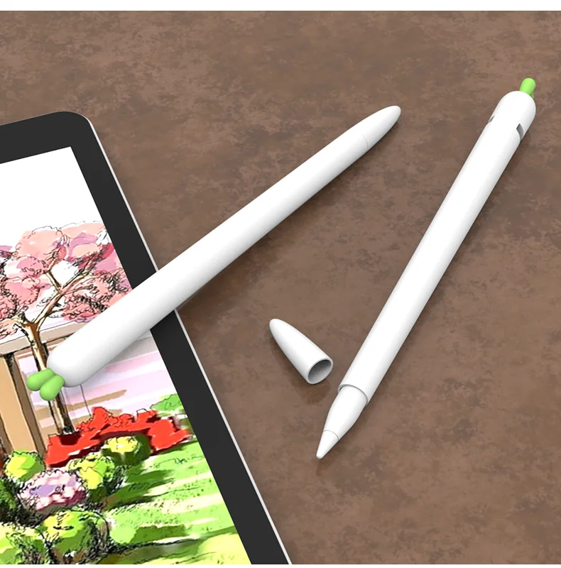 Милый силиконовый чехол-карандаш с морковкой для Apple Pencil 2/1 чехол для iPad планшета стилус защитный чехол с мультяшным рисунком - Цвета: For Pencil 1 White