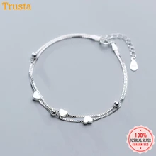 Trustdavis 925 пробы серебряный милый двухслойный браслет в форме сердца 16 см для женщин из стерлингового серебра подарок на свадьбу DA418