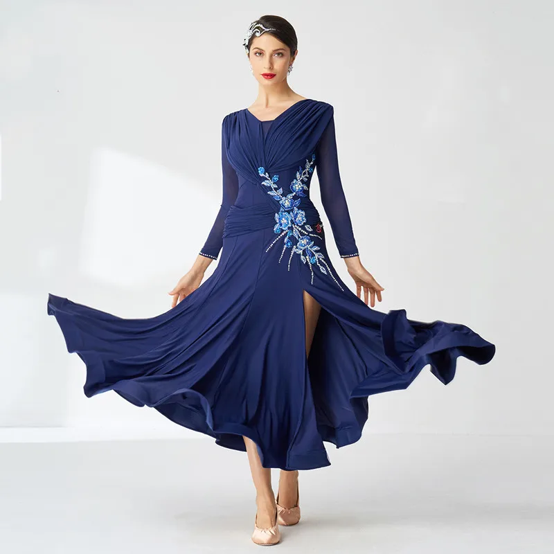 News Ballroom Blue Dress Standard Dress Clothes For Ballroom Dancing