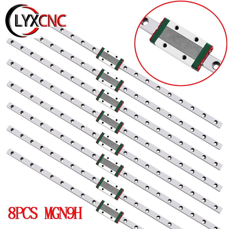 8Pcs VORON 2.4 3D Printer MGN9H Linear Rail DIY Rail Kit：8pcs 250/300/350/400mm Linear Guide +8pcs MGN9H Carriage Block