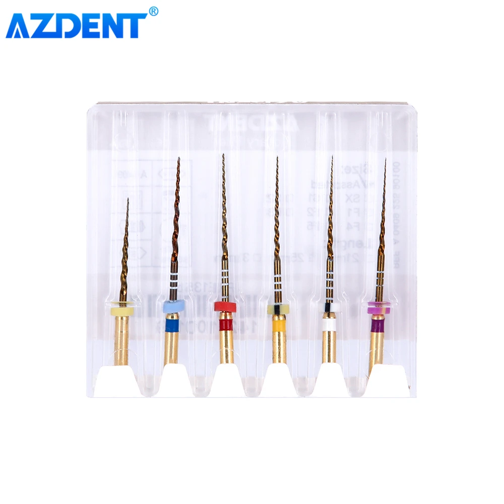 AZDENT 5Boxes Dental Endodontic Gold Large Taper File NITI Rotary Files Engine Use 25mm 6pcs/Box Dentistry Tools 5