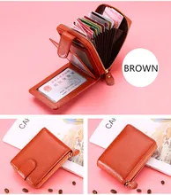 New Wallet First Layer Cowhide Driver's License Wallet RFID Anti-theft Brush Wallet Leather Zipper Organ Wallet