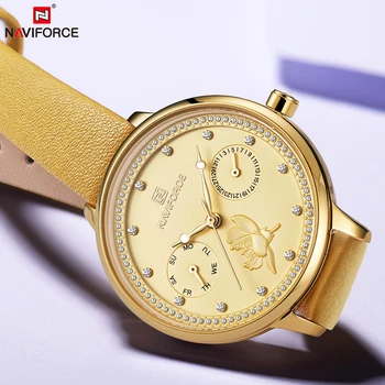 

Luxury Brand NAVIFORCE Ladies Watches Fashion Creative Rhinestone Women Casual Gold wristwatch waterproof Clock Relogio Feminino