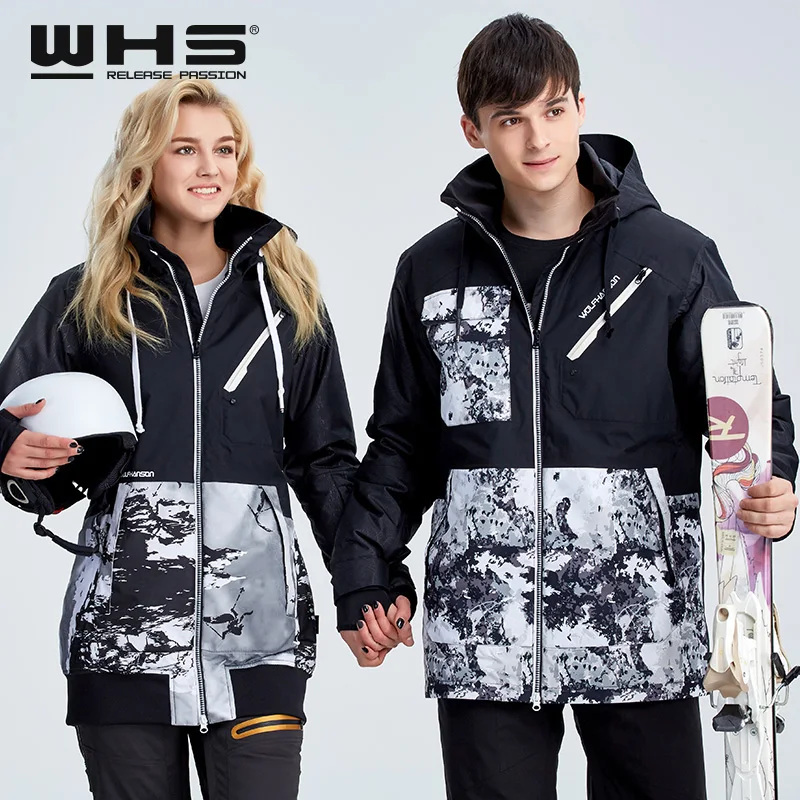 WHS мужская или Женская лыжная куртка для улицы снег хлопок спортивная одежда