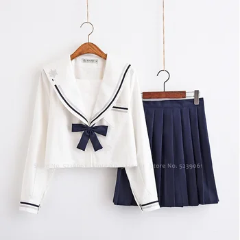 

Girls Japanese Navy Sailor T-shirt JK Suit High School Uniform Party Korean Academy Kawaii Pleated Skirts Anime Cosplay Costumes
