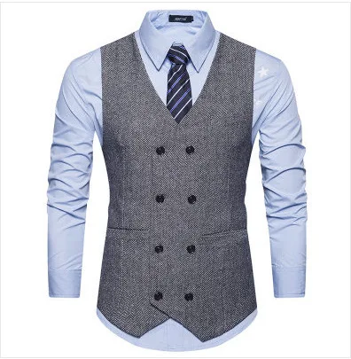 Весна и осень мужской шерстяной двубортный жилет спортивный костюм Англия Ретро жилет