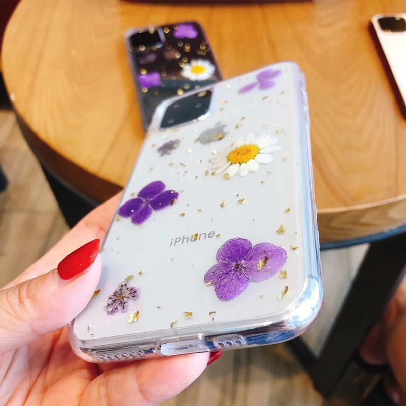 Настоящие цветы сушеные прозрачный чехол для телефона s iPhone 11 Pro Max X XR XS 6 6S 7 8 Plus