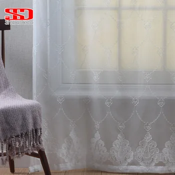 

Embroidered Solid White Curtains Tulle Decorative Items For Living Decor Bedroom Fabric Drape North African Style Custom Window