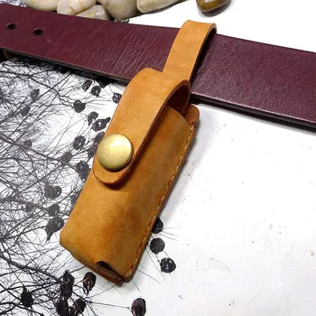 

Blongk Mini Belt Key Bag Genuine Leather Key Waist Pack Disposable Cigarette Lighter Case Lighter Sheath Men Women SFX-HJ