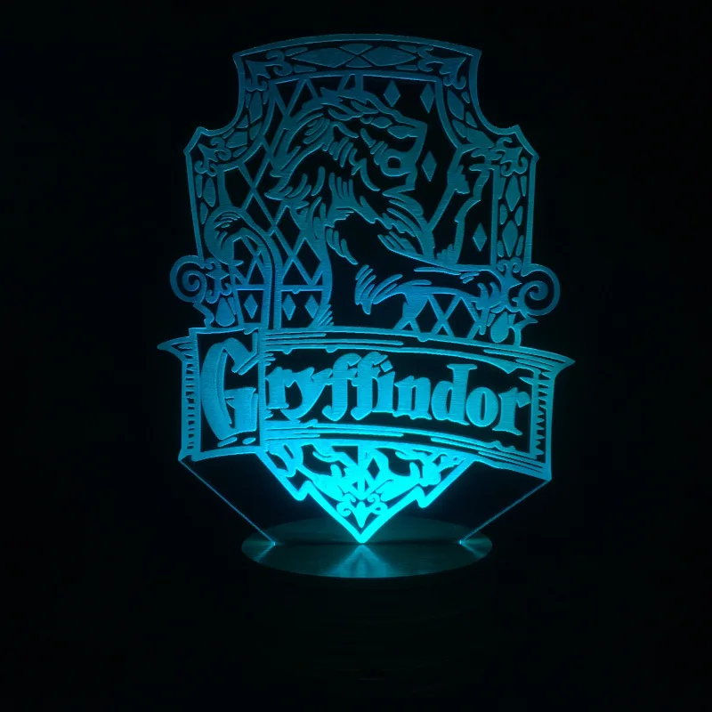 Gryffindor 3D цветной яркий визуальный маленький ночник пульт дистанционного управления Изменение цвета KT-C подарок на день рождения
