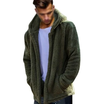 

Men's Jackets Autumn Winter Solid Color Fashion Hooded Jacket Thick Plush Coat