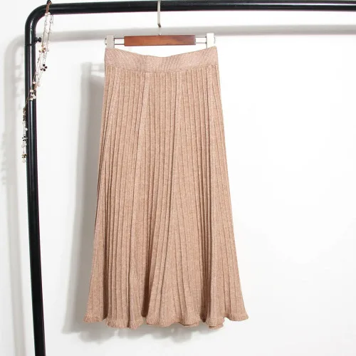 Skirts Women Winter Long High Waist Solid Simple All-match Kawaii Skirt Womens Trendy Ulzzang Elegant Ladies Moda Mujer - Цвет: khaki